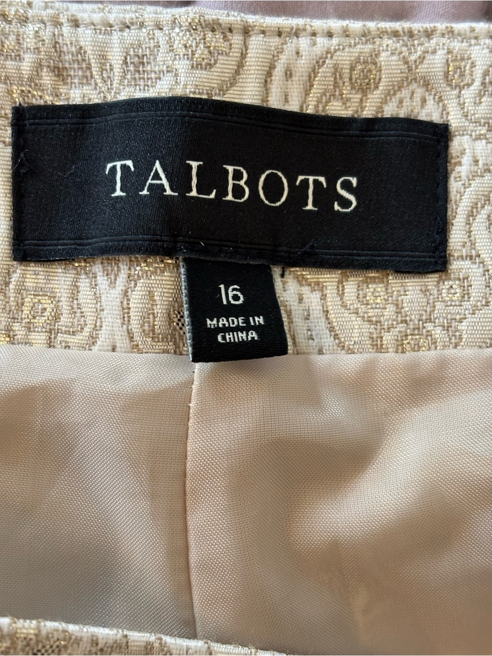 Talbots Cream Brocade Trousers - Picture 2 of 6